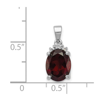 Sterlingsilber Rhodium Granat & Diamant Anhänger