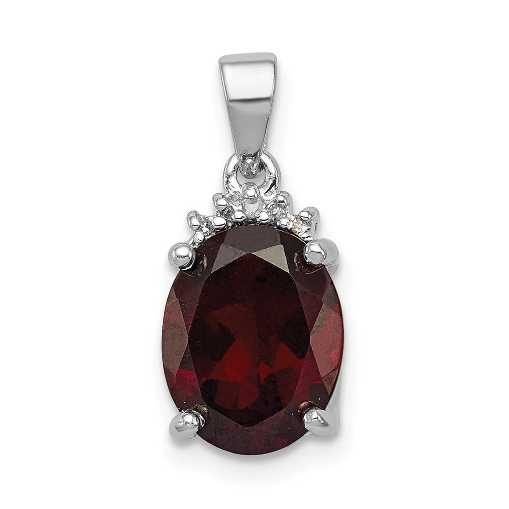 Sterlingsilber Rhodium Granat & Diamant Anhänger