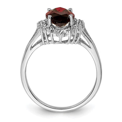 Sterlingsilber Rhodium Granat Diamant Ring