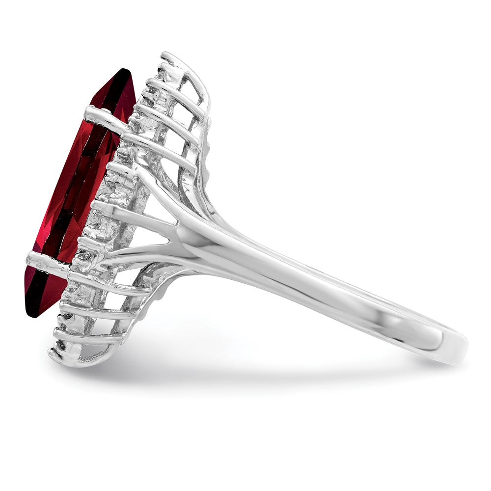 Sterlingsilber Rhodium Granat Diamant Ring