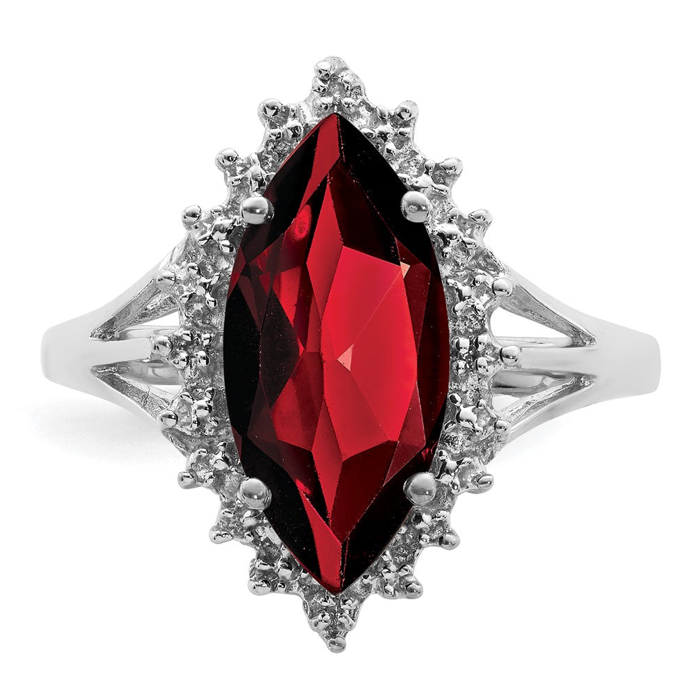 Sterlingsilber Rhodium Granat Diamant Ring