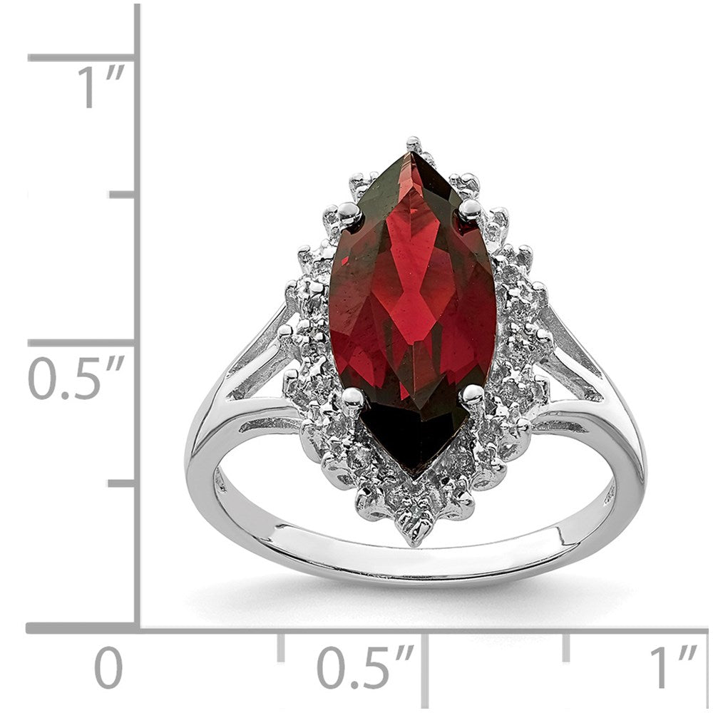 Sterlingsilber Rhodium Granat Diamant Ring