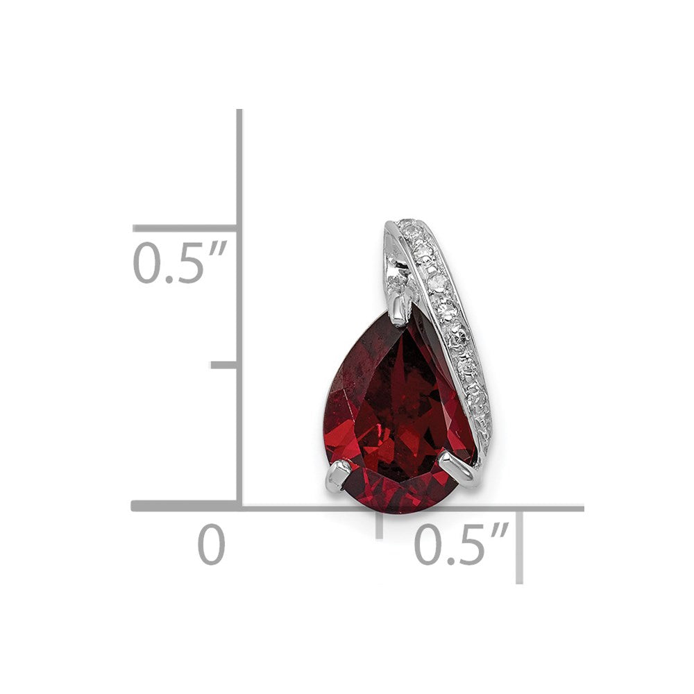 Sterlingsilber Rhodium Tropfen Granat Anhänger