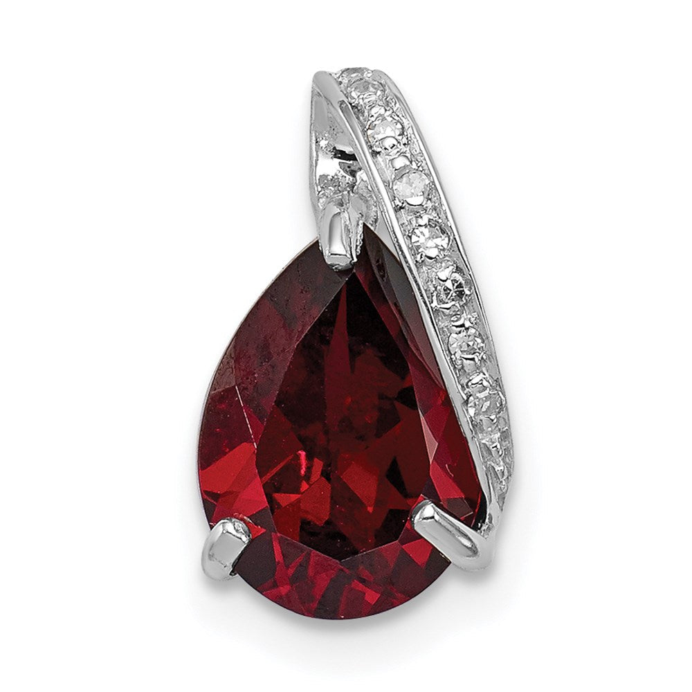 Sterlingsilber Rhodium Tropfen Granat Anhänger