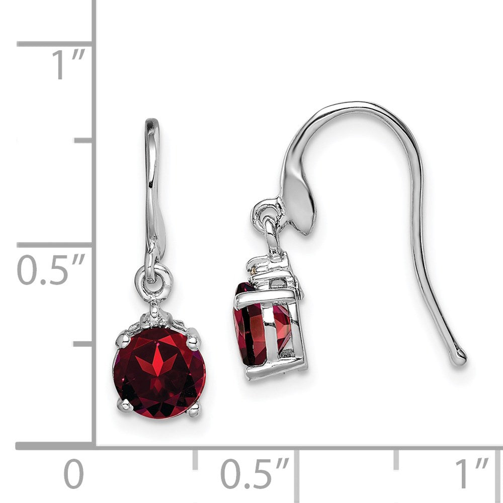 Sterlingsilber Rhodiniert Rund Granat und Diamant Draht Ohrringe