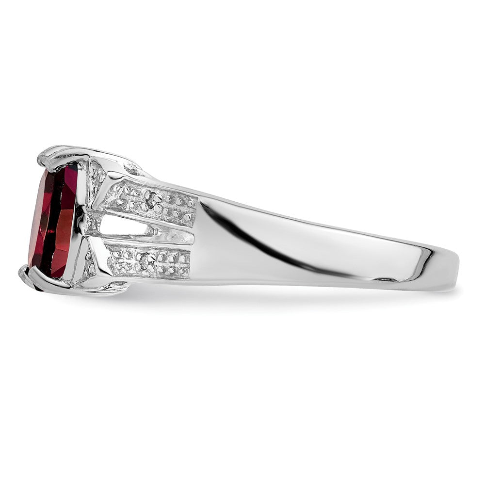 Sterlingsilber Rhodiniert Granat & Diamant Ring