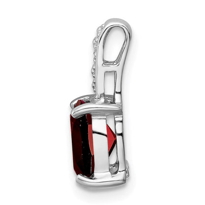 Sterlingsilber Rhodium Granat & Diamant Anhänger