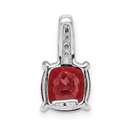 Sterlingsilber Rhodium Granat & Diamant Anhänger