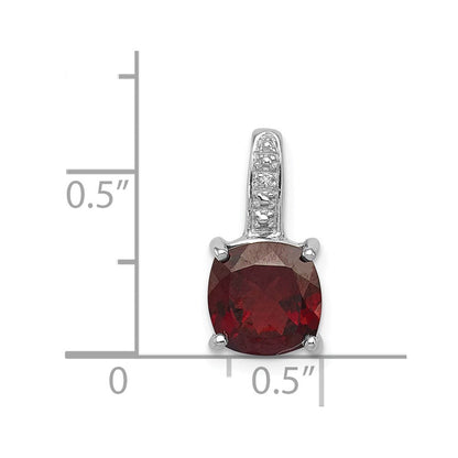 Sterlingsilber Rhodium Granat & Diamant Anhänger