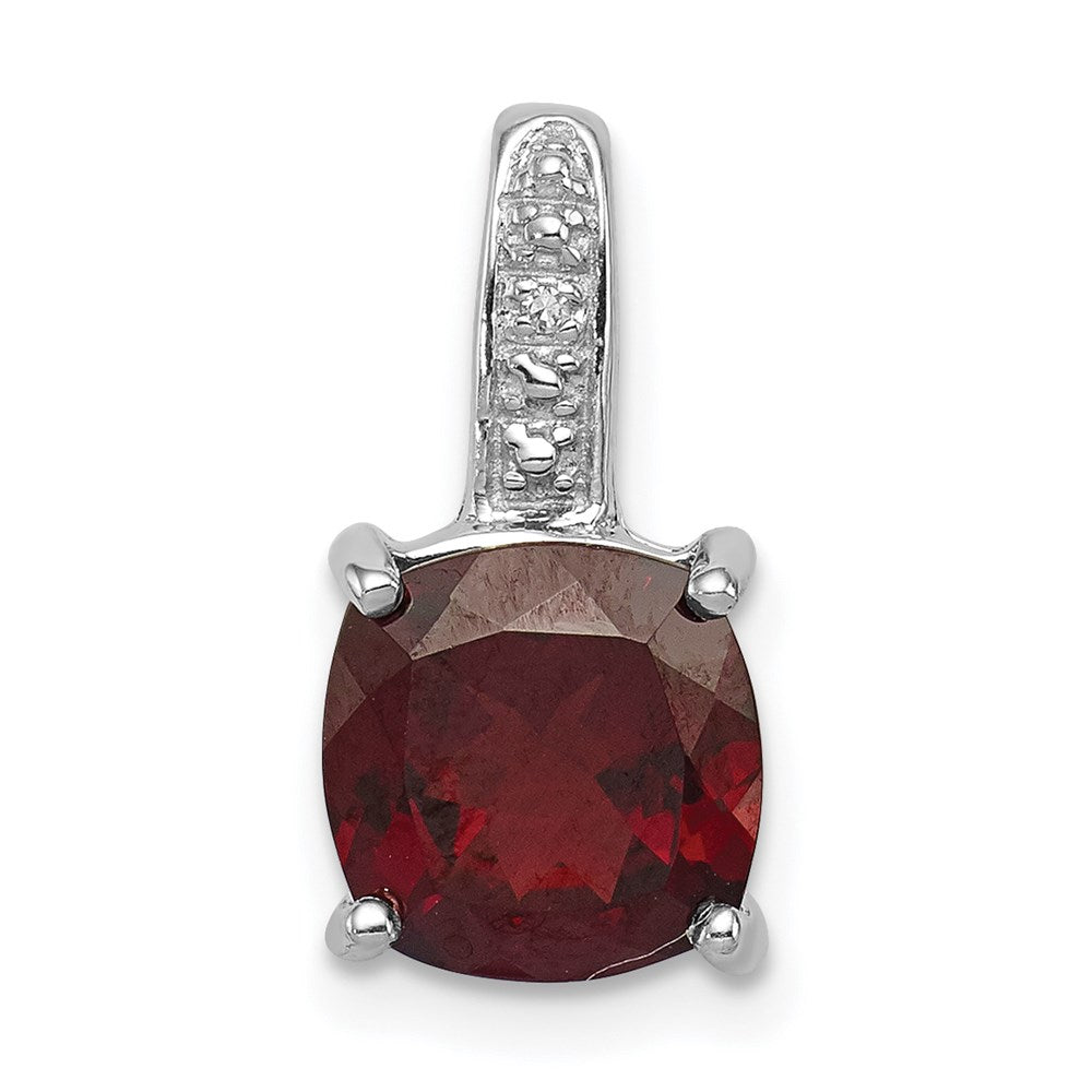 Sterlingsilber Rhodium Granat & Diamant Anhänger