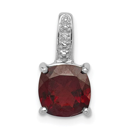 Sterlingsilber Rhodium Granat & Diamant Anhänger