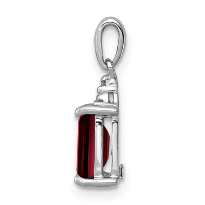 Sterlingsilber Rhodium Granat & Diamant Anhänger