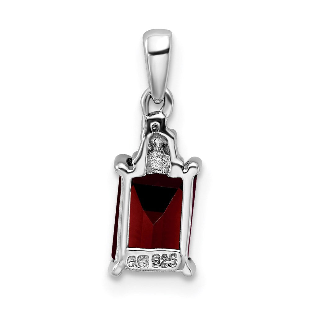Sterlingsilber Rhodium Granat & Diamant Anhänger