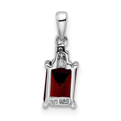 Sterlingsilber Rhodium Granat & Diamant Anhänger