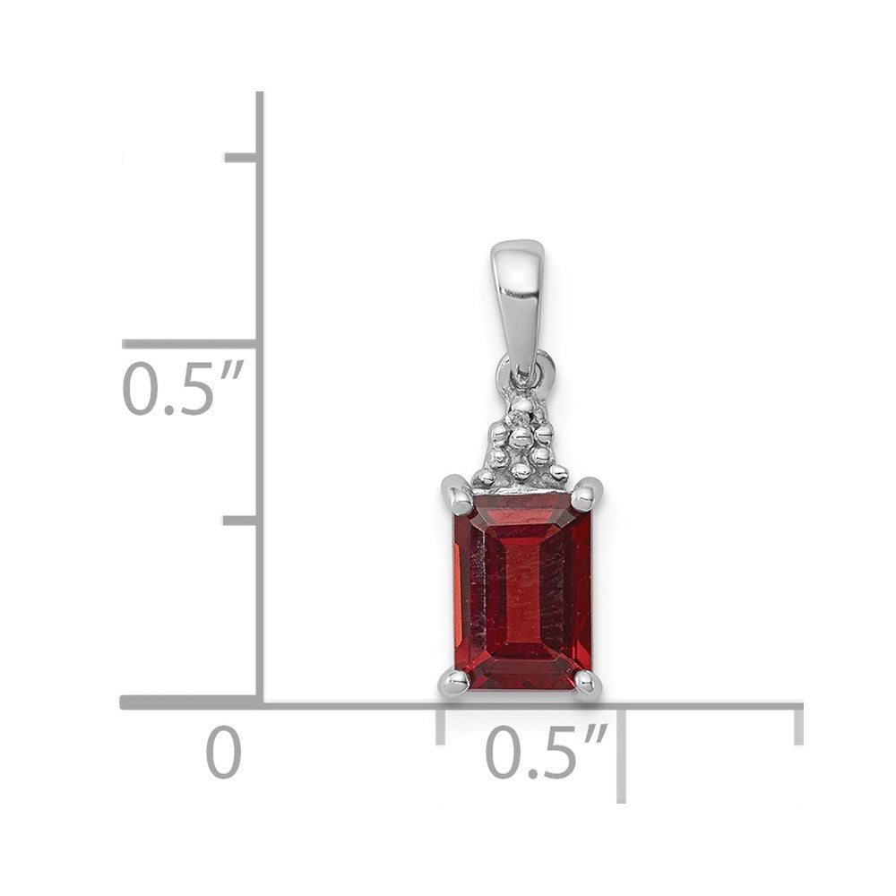 Sterlingsilber Rhodium Granat & Diamant Anhänger