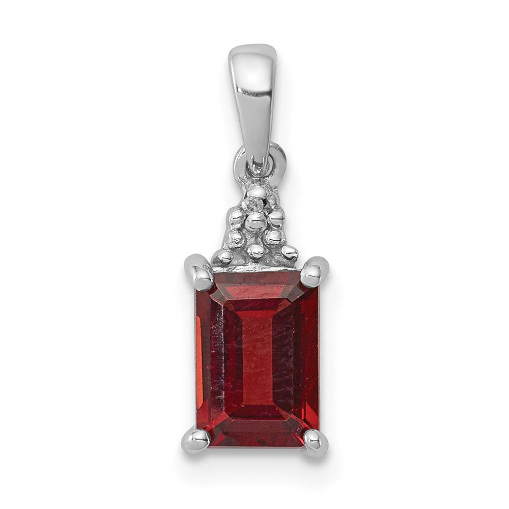 Sterlingsilber Rhodium Granat & Diamant Anhänger