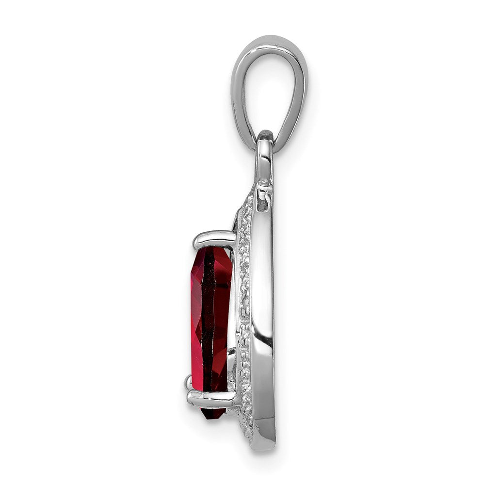 Sterlingsilber Rhodium Granat & Diamant Anhänger
