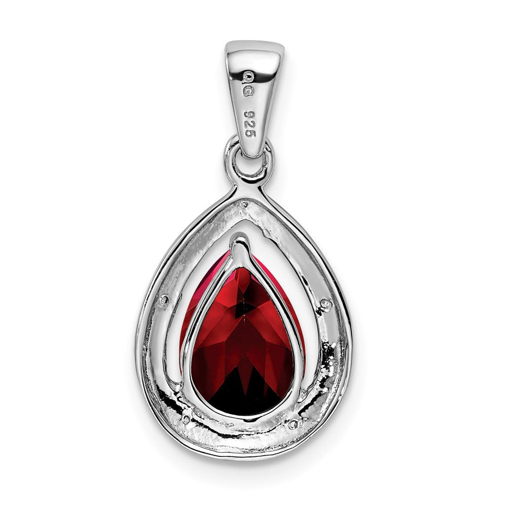 Sterlingsilber Rhodium Granat & Diamant Anhänger