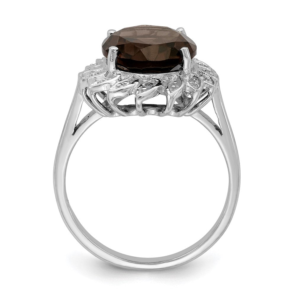 Sterlingsilber Rhodium Rauch Quarz & Diamant Ring