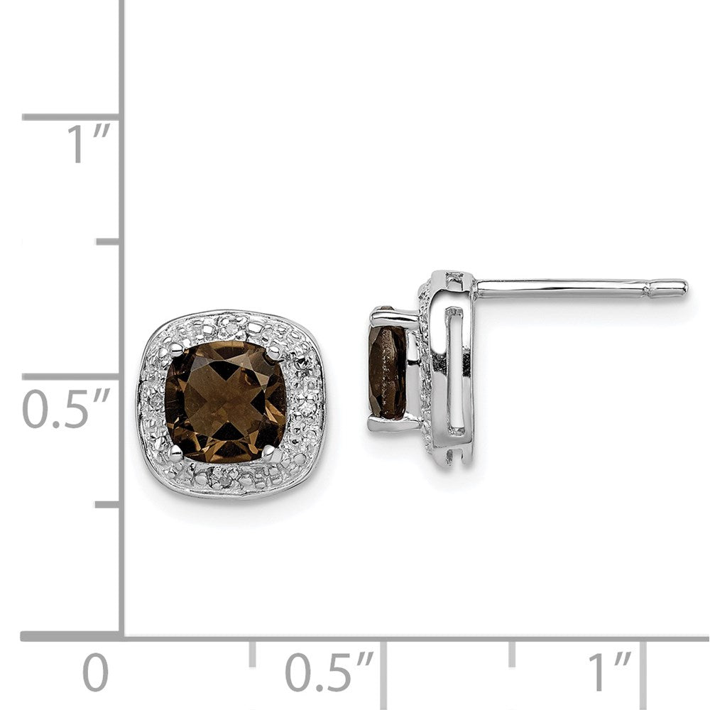 Sterlingsilber Rhodiniert Rauch Quarz und Diamant Ohrstecker