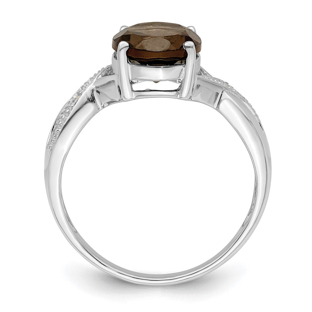 Sterlingsilber Rhodium Rauch Quarz & Diamant Ring