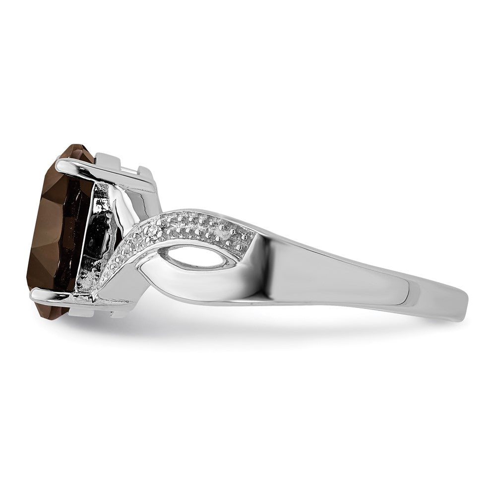 Sterlingsilber Rhodium Rauch Quarz & Diamant Ring