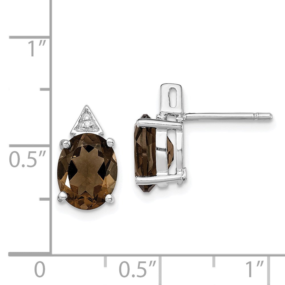 Sterlingsilber Rhodiniert Rauch Quarz und Diamant Ohrstecker