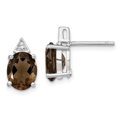 Sterlingsilber Rhodiniert Rauch Quarz und Diamant Ohrstecker