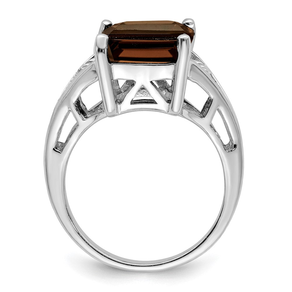Sterlingsilber Rhodium Rauch Quarz Ring