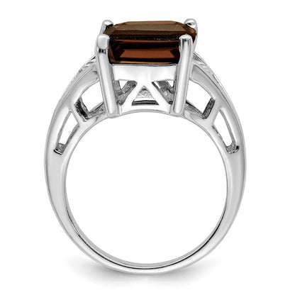 Sterlingsilber Rhodium Rauch Quarz Ring