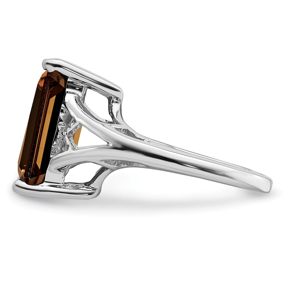 Sterlingsilber Rhodium Rauch Quarz Ring