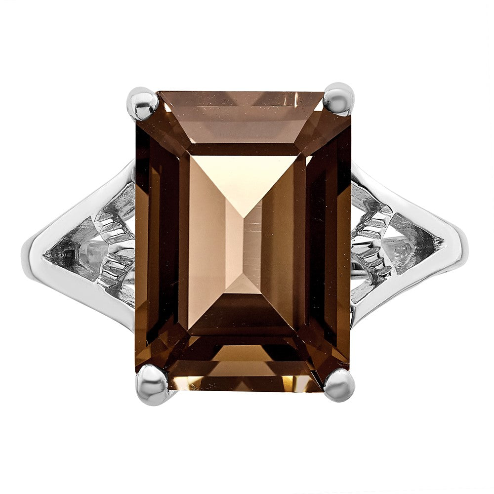 Sterlingsilber Rhodium Rauch Quarz Ring