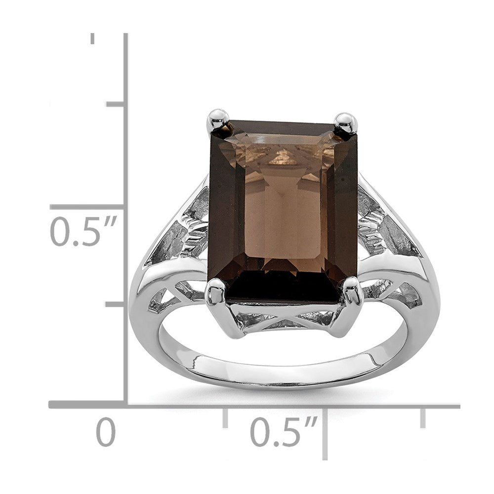 Sterlingsilber Rhodium Rauch Quarz Ring