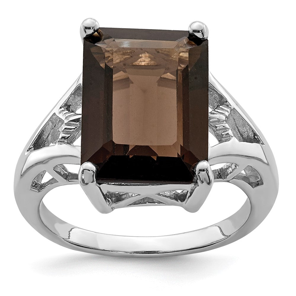 Sterlingsilber Rhodium Rauch Quarz Ring