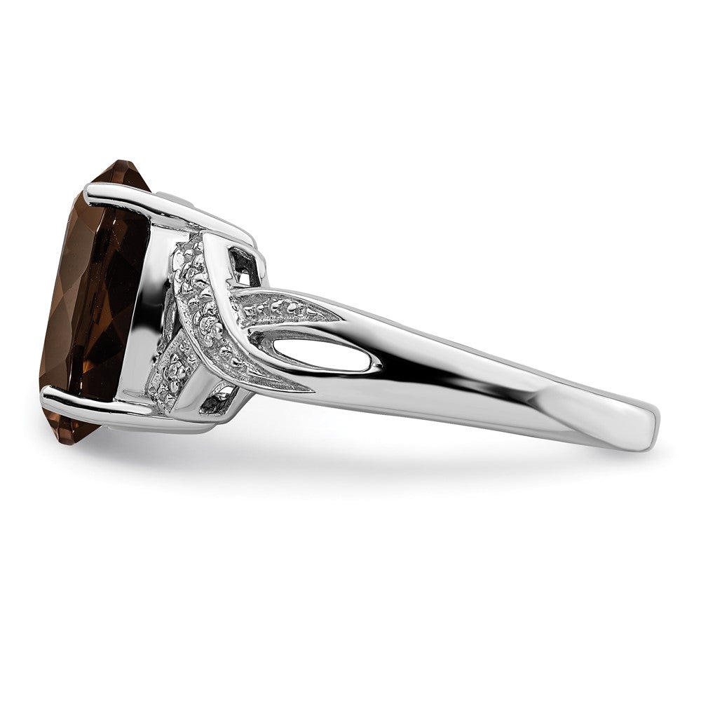 Sterlingsilber Rhodium Rauch Quarz Diamant Ring