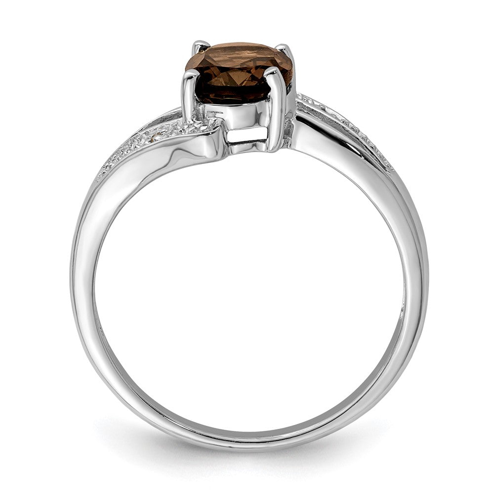 Sterlingsilber Rhodium Rauch Quarz & Diamant Ring