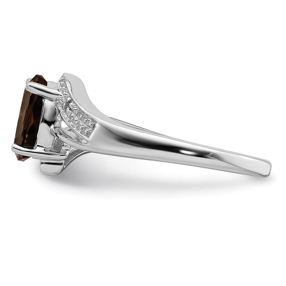 Sterlingsilber Rhodium Rauch Quarz & Diamant Ring