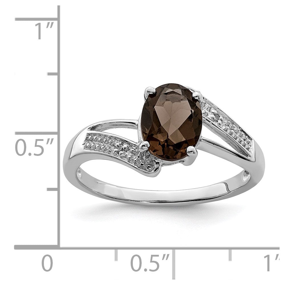 Sterlingsilber Rhodium Rauch Quarz & Diamant Ring