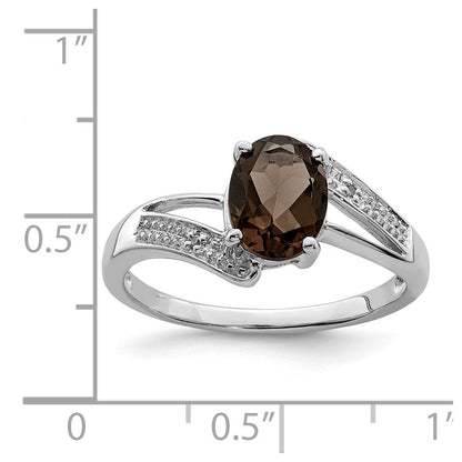 Sterlingsilber Rhodium Rauch Quarz & Diamant Ring
