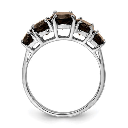Sterlingsilber Rhodium Rauch Quarz Ring