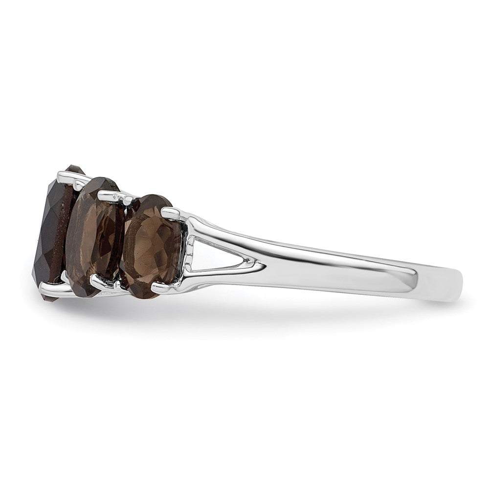 Sterlingsilber Rhodium Rauch Quarz Ring