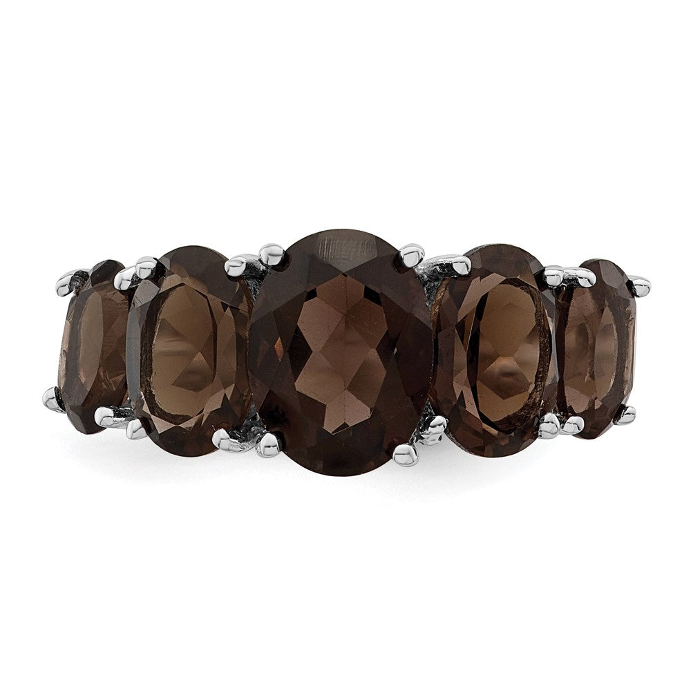 Sterlingsilber Rhodium Rauch Quarz Ring