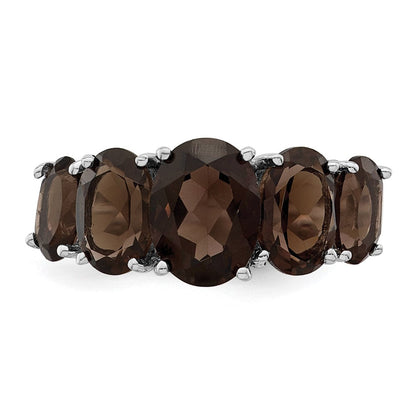 Sterlingsilber Rhodium Rauch Quarz Ring