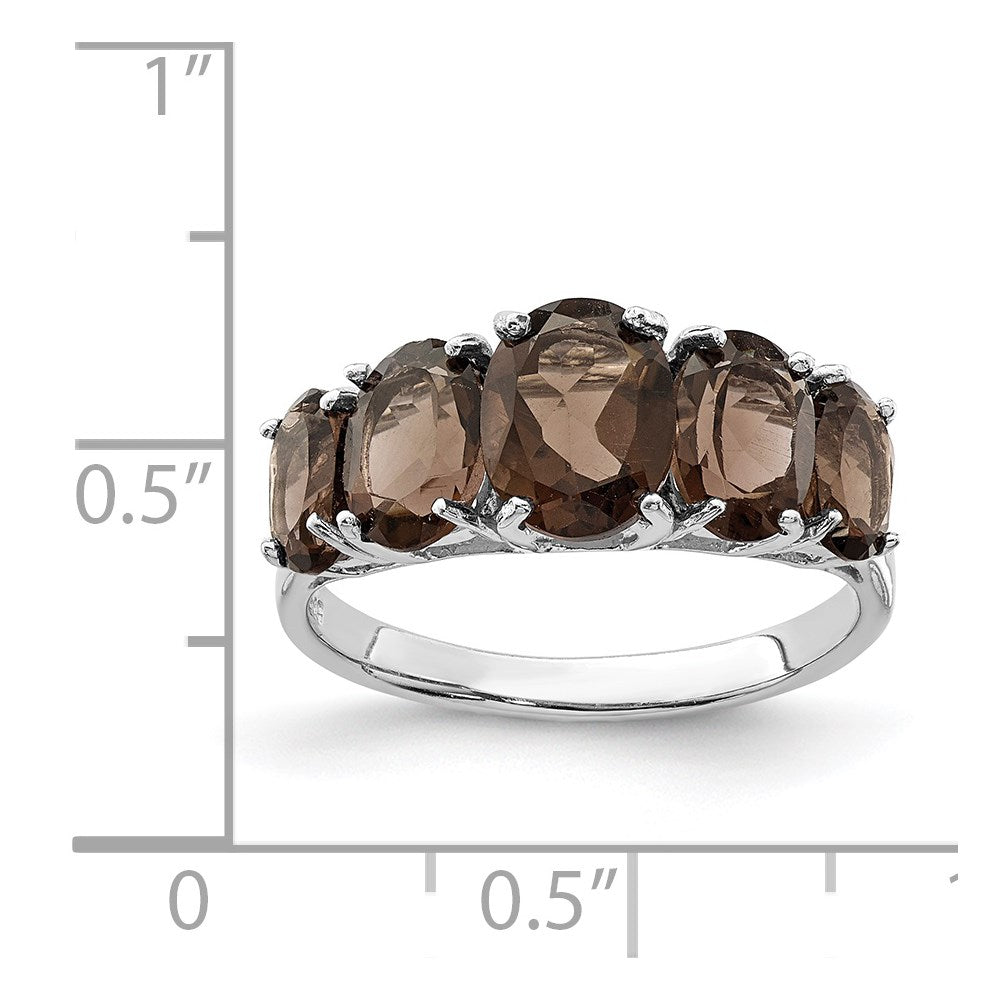 Sterlingsilber Rhodium Rauch Quarz Ring