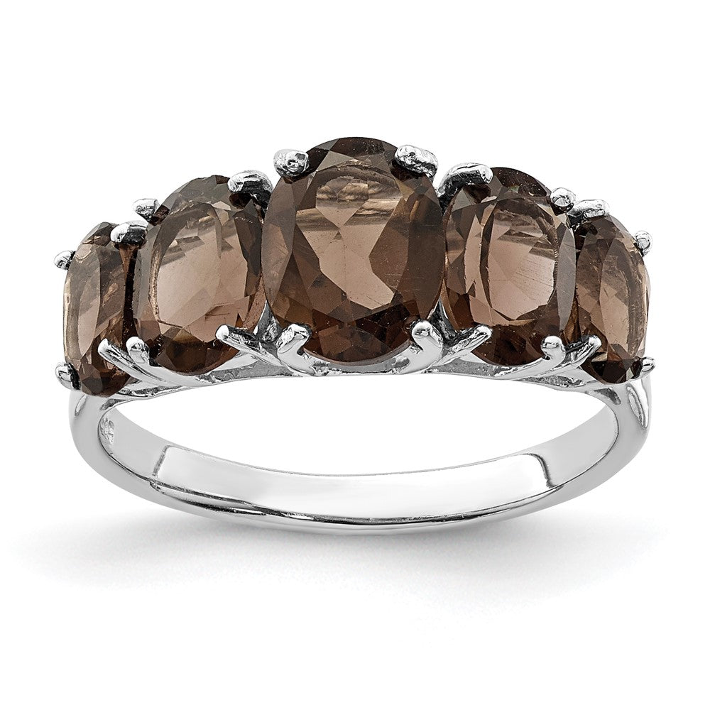 Sterlingsilber Rhodium Rauch Quarz Ring