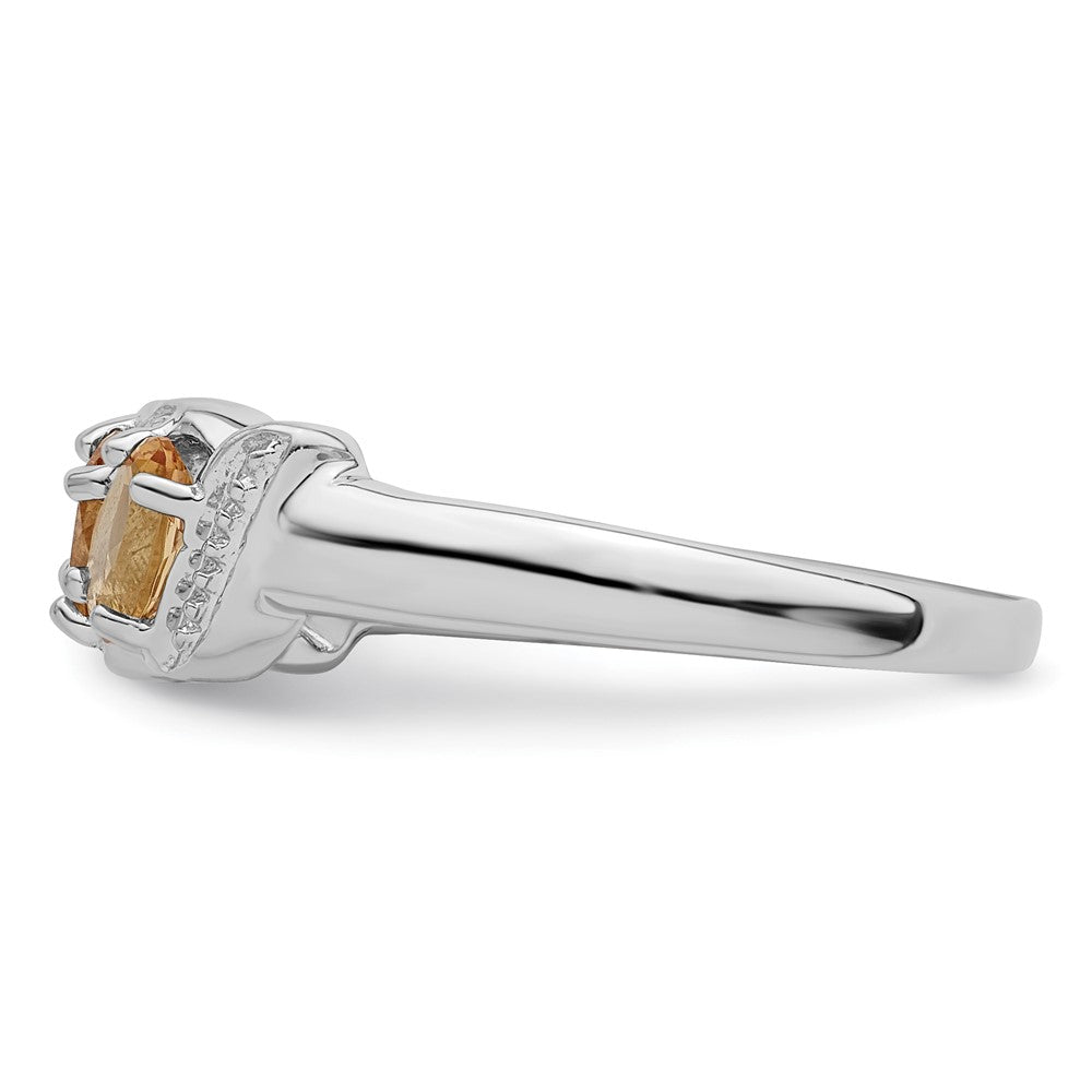 Sterlingsilber Rhodium 3 Stein Citrin & Diamant Ring