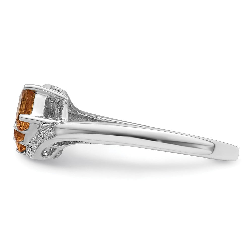Sterlingsilber Rhodium 3 Stein Citrin & Diamant Ring