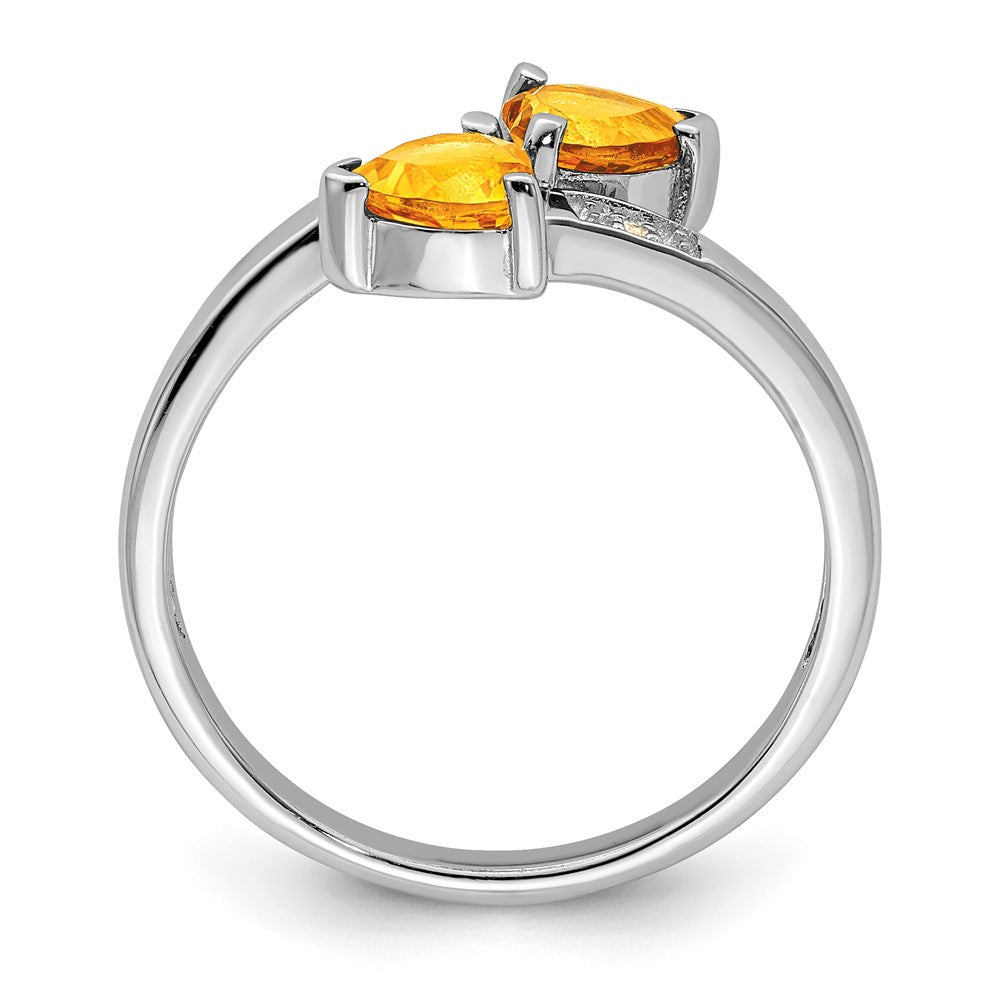 Sterlingsilber Rhodium Citrin & Diamant Herz Ring