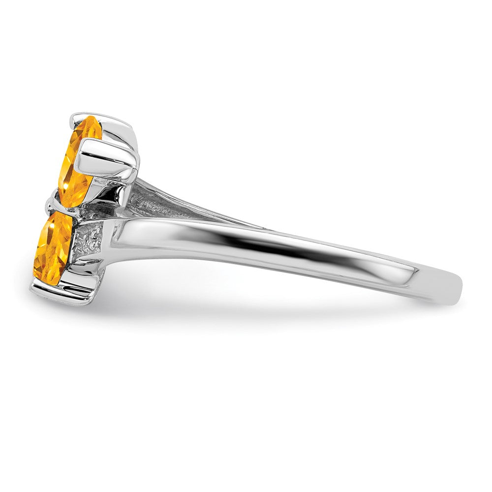 Sterlingsilber Rhodium Citrin & Diamant Herz Ring