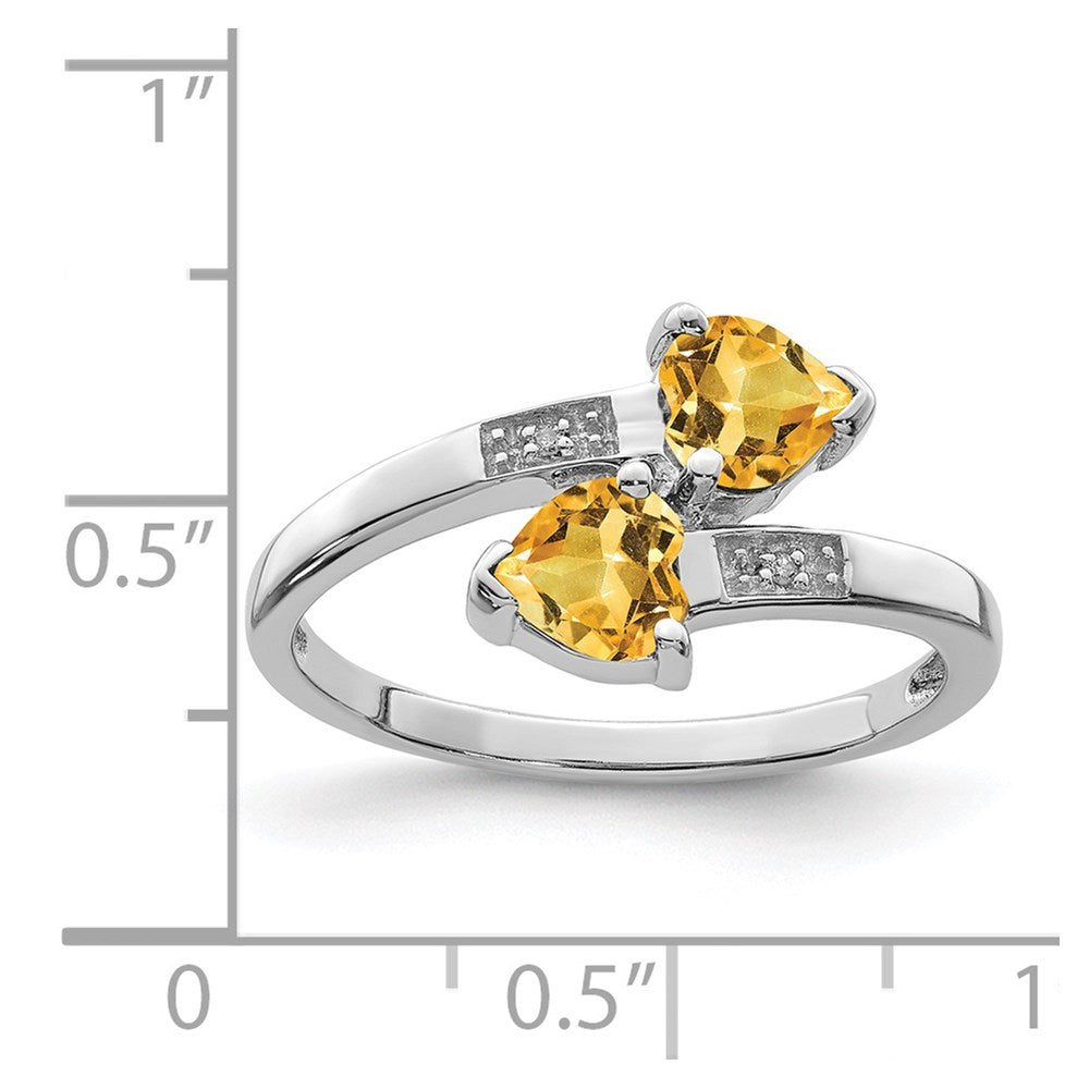 Sterlingsilber Rhodium Citrin & Diamant Herz Ring